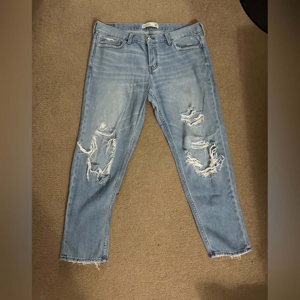 Abercrombie & Fitch Blue Boyfriend Jeans Distressed Vintage